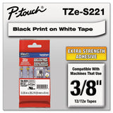 Brother P-Touch TZe Extra-Strength Adhesive Laminated Labeling Tape, 0.35" x 26.2 ft, Black on White