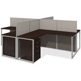 bbf 60W 4 Person L Desk Open Office with 3 Drawer Mobile Pedestals - EOD760SMR-03K