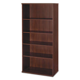Bush Series C Collection Bookcase, Five-Shelf, 35.63w x 15.38d x 72.78h, Hansen Cherry