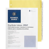 Business Source Buff Stock Ring Binder Indexes - 20069