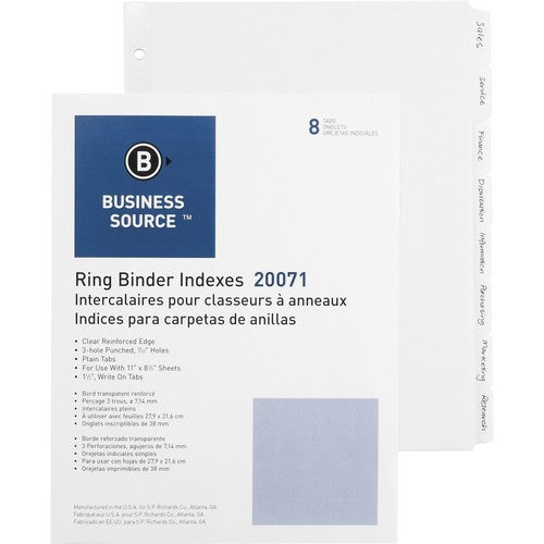 Business Source 3-Ring Plain Tab Indexes - 20071