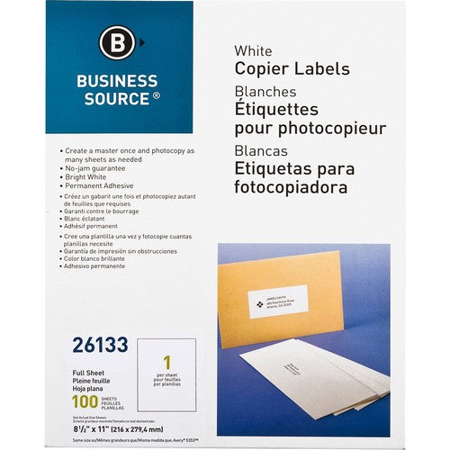 Business Source 8-1/2"x11" Copier Labels - 26133