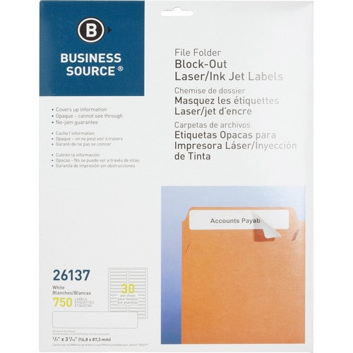 Business Source Block-out File Folder Labels - 26137
