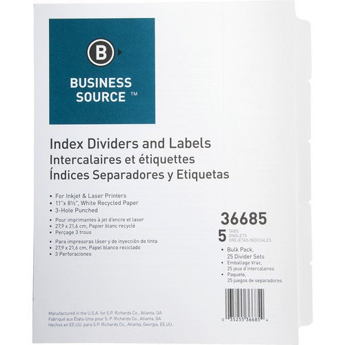 Business Source Punched Laser Index Dividers - 36685