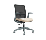 Global Factor – Smart and Chic Black Mesh Synchro-Tilter Mid-Back Chair in Plush Fabric, Perfect for your State-of-the-Art Office, Home and Business.