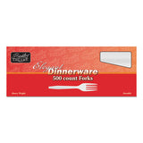 Berkley Square Elegant Dinnerware Heavyweight Cutlery, Polystyrene, Fork, White, 500/Box