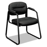 HON HVL653 Leather Guest Chair, 22.25" x 23" x 32", Black