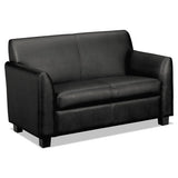 HON Circulate Leather Reception Two-Cushion Loveseat, 53.5w x 28.75d x 32h, Black