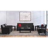 HON Circulate Leather Reception Three-Cushion Sofa, 73w x 28.75d x 32h, Black