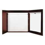 MasterVision Conference Cabinet, Porcelain Magnetic, Dry Erase, 48 x 48, Cherry