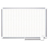 MasterVision Grid Planning Board, 1 x 2 Grid, 48 x 36, White/Silver