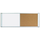 MasterVision Combo Cubicle Workstation Dry Erase/Cork Board, 36x18, Silver Frame