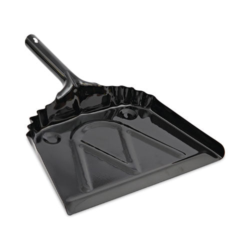 Boardwalk Metal Dust Pan, 12 x 14, 2" Handle, 20-Gauge Steel, Black, 12/Carton
