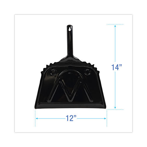 Boardwalk Metal Dust Pan, 12 x 14, 2 " Handle, 20-Gauge Steel, Black