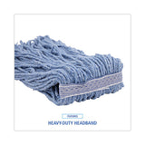 Boardwalk Mop Head, Standard Head, Cotton/Synthetic Fiber, Cut-End, #24, Blue, 12/Carton