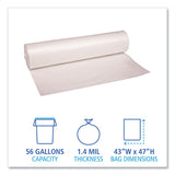 Boardwalk Low Density Repro Can Liners, 56 gal, 1.4 mil, 43" x 47", Clear, 10 Bags/Roll, 10 Rolls/Carton