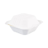 Boardwalk Bagasse Food Containers, Hinged-Lid, 1-Compartment 6 x 6 x 3.19, White, 125/Sleeve, 4 Sleeves/Carton