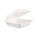 Boardwalk Bagasse Food Containers, Hinged-Lid, 1-Compartment 9 x 9 x 3.19, White, 100/Sleeve, 2 Sleeves/Carton