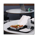 Boardwalk Bagasse Food Containers, Hinged-Lid, 3-Compartment 9 x 9 x 3.19, White, 100/Sleeve, 2 Sleeves/Carton