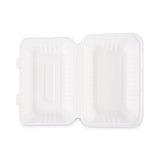 Boardwalk Bagasse Food Containers, Hinged-Lid, 1-Compartment 9 x 6 x 3.19, White, 125/Sleeve, 2 Sleeves/Carton