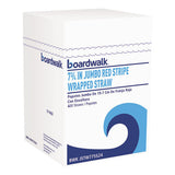Boardwalk Wrapped Jumbo Straws, 7.75", Plastic, Red w/White Stripe, 400/Pack, 25 Packs/Carton