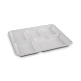 Boardwalk Bagasse Dinnerware, 5-Compartment Tray, 8 x 12, White, 500/Carton