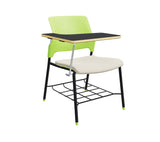 Global Stream – Fun and Functional Armless Classroom Chair in Vivid Black, Polypropylene Back with a Sleek Illusion Seat Complete with Backpack Rack and Tablet