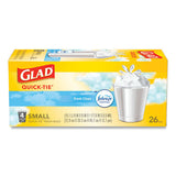 Glad OdorShield Quick-Tie Small Trash Bags, 4 gal, 0.5 mil, 8" x 18", White, 156/Carton