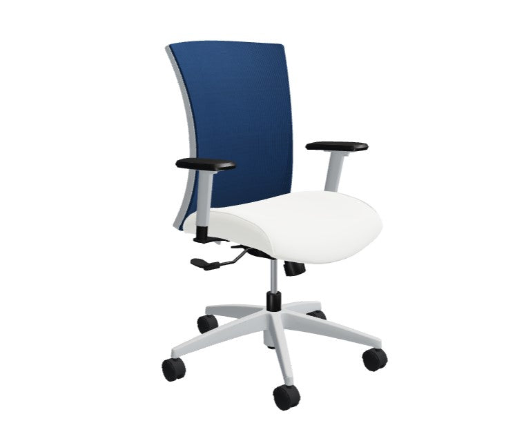 Global Vion – Sleek Cobalt Dimension Mesh Medium Back Tilter Task Chair in Vinyl for the Modern Office, Home and Business