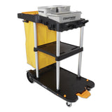 Coastwide Professional Click-Connect Janitorial Cart, 3 Shelves, 43.2 x 22 x 46.3, Black/Gray