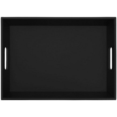 Dacasso Black Leather Serving Tray with Handles - A1033