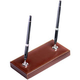 Dacasso Dark Brown Bonded Leather Double Pen Stand - A3612