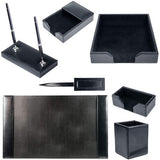 Dacasso Black Bonded Leather 7-Piece Desk Set - D1408