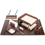 Dacasso Chocolate Brown Leather 10-Piece Desk Set - D3420