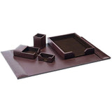 Dacasso 5-Piece Econo-Line Desk Set - Bonded Brown Leather - D3602