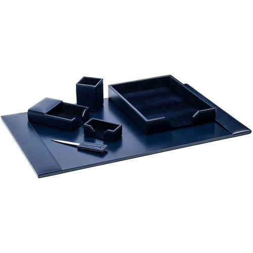 Dacasso Navy Blue Bonded Leather 6-Piece Desk Set - D5001
