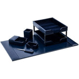 Dacasso Navy Blue Bonded Leather 8-Piece Desk Set - D5003