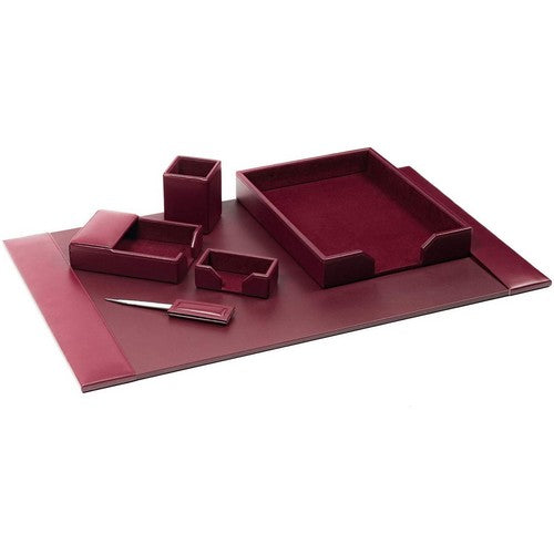 Dacasso Burgundy Bonded Leather 6-Piece Desk Set - D5201