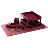 Dacasso Burgundy Bonded Leather 8-Piece Desk Set - D5203