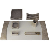 Protacini Breeze Beige Italian Patent Leather 7-Piece Desk Set - D6304