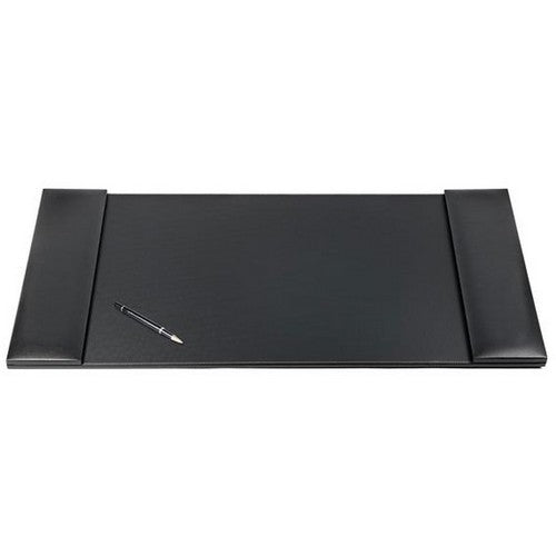 Dacasso Black Leather 34" x 20" Desk Mat with Folding Side Rails - P1041