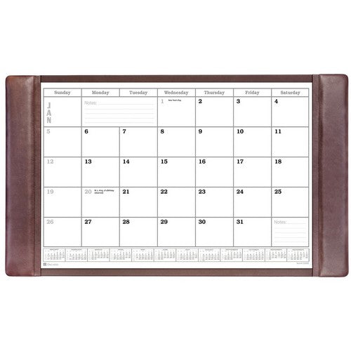 Dacasso Chocolate Brown Leather Desk Pad with 2022 Calendar, 34" x 20" - P3450