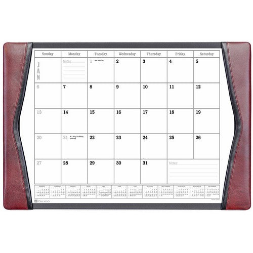 Dacasso Burgundy Leather Desk Pad with 2022 Calendar Insert, 25.5 x 17.25 - P7040