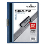 Durable DuraClip Report Cover, Clip Fastener, 8.5 x 11, Clear/Dark Blue, 25/Box