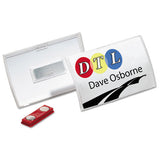 Durable Click-Fold Convex Name Badge Holder, Double Magnets, 3 3/4 x 2 1/4, Clear, 10/Pk