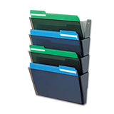 deflecto DocuPocket Stackable Four-Pocket Wall File, 4 Sections, Letter Size, 13" x 4", Smoke