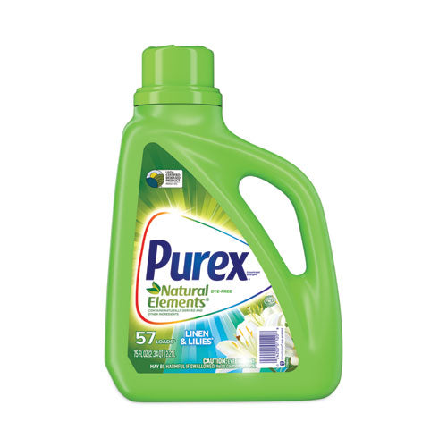 Purex Ultra Natural Elements HE Liquid Detergent, Linen and Lilies, 75 oz Bottle, 6/Carton