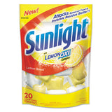 Sunlight Auto Dish Power Pacs, Lemon Scent, 1.5 oz Single Dose Pouches, 20/Pk, 6 Pks/Ct