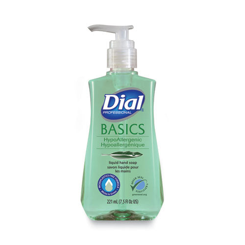Dial Professional Basics MP Free Liquid Hand Soap, Unscented, 7.5 oz Pump Bottle, 12/Carton