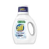 All Ultra Free Clear Liquid Detergent, Unscented, 36 oz Bottle, 6/Carton